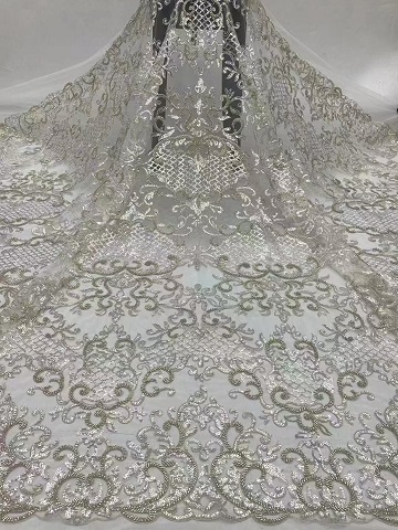 New Styles Gold Thread Luxury Heavy Leaf Pattern Sequins Embroidery  Fabric ST03  embroidery fabric,fashion fabric