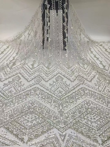 Bridal Shiny and Luxury with Tube Sequins Embroidery Fabric ST01  sequins fabric,wedding dress fabric,bridal fabric