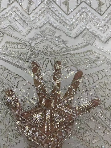 Bridal Shiny and Luxury with Tube Sequins Embroidery Fabric ST01  sequins fabric,wedding dress fabric,bridal fabric