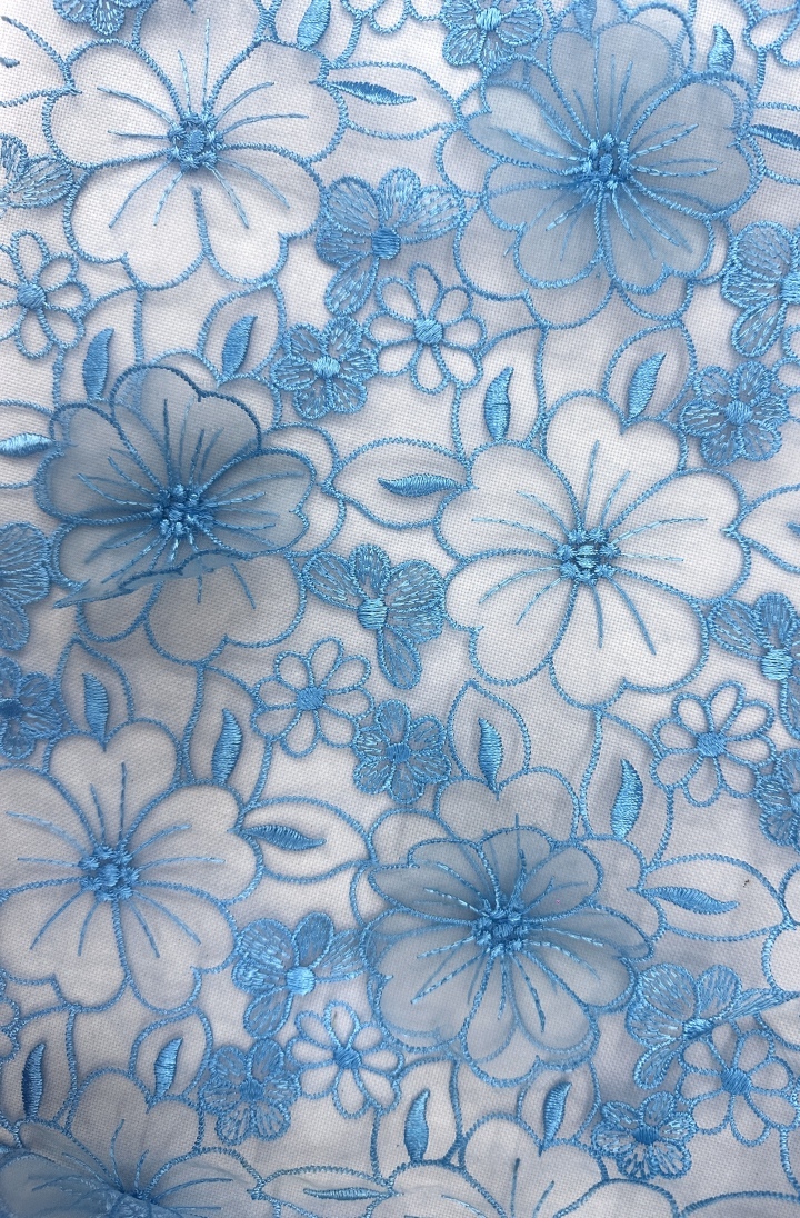 Elegant  Plain Embroidered  3D Flower Fabric  