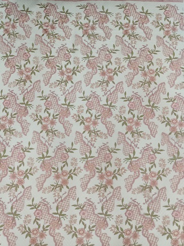 Pink Flower and leaf Pattern Plain Embroidery HKP11132-W901  