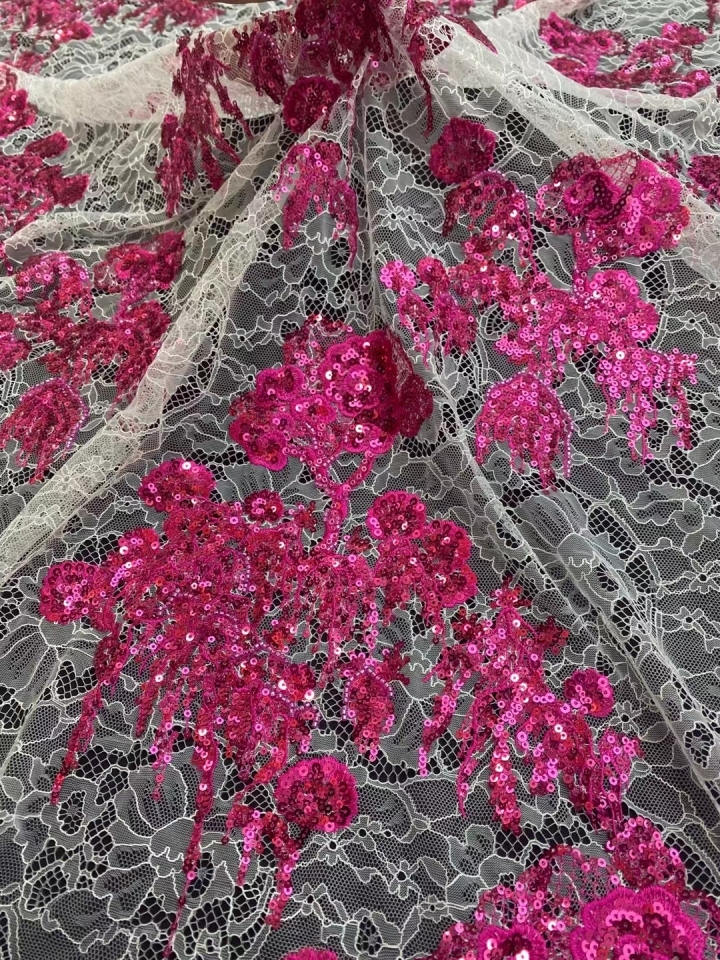 New Trending Fashion Flower Pattern with lace ground Sequins Fabric HKZ10002-B701  