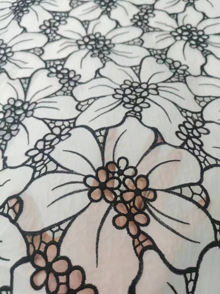High-Quality Laser Embroidered  Flower Fabric  