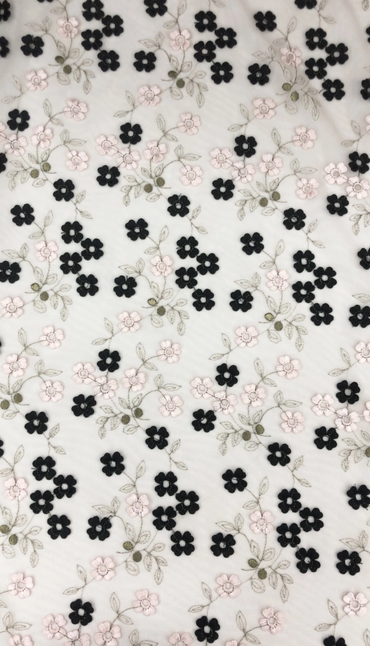 Multi-colored Floral and Leaf Pattern Plain Embroidery Fabrics HY3029  multi-colored embroidery fabric,fashion fabric