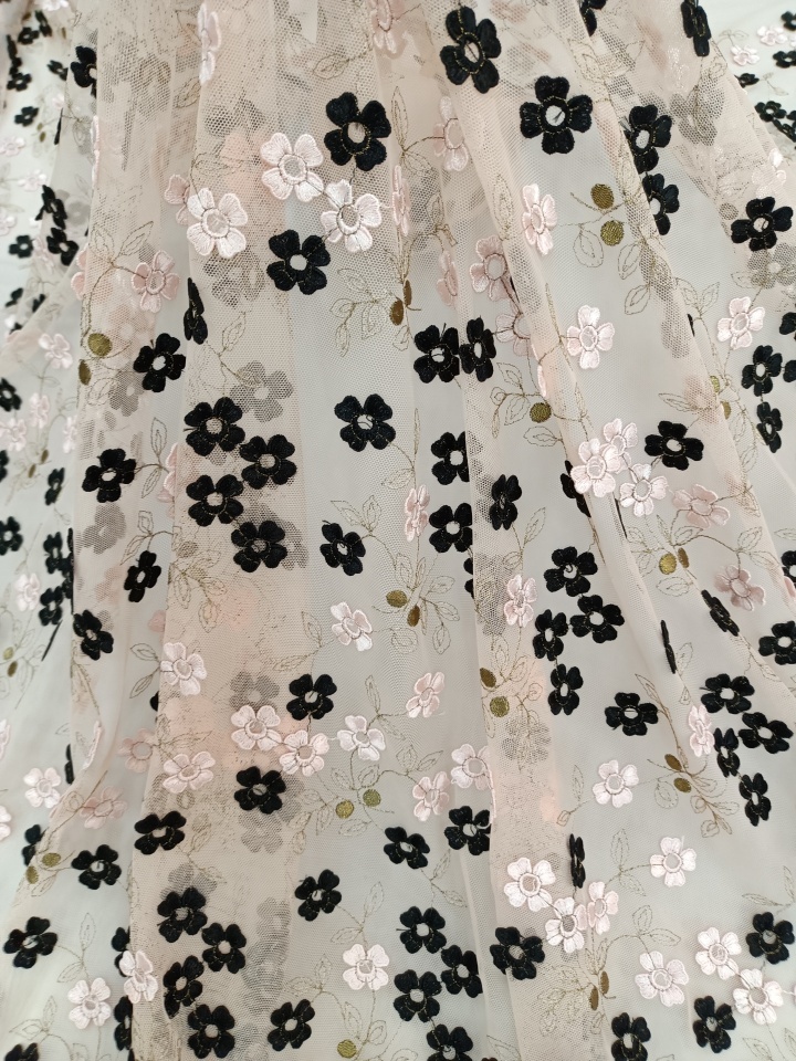 Multi-colored Floral and Leaf Pattern Plain Embroidery Fabrics HY3029  multi-colored embroidery fabric,fashion fabric
