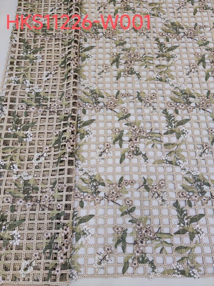 Lattice Flower and Leaf Pattern Fashion Chemical Embroidery   HKS11226-W001  