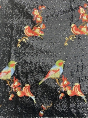 Characteristic Sequin Fabric Animal Pattern Shiny Polyester Silk  