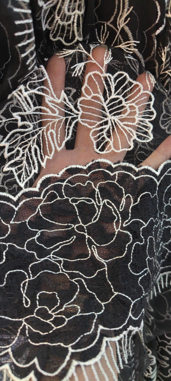 Flower Pattern Plain Embroidery HKP8312-W505  