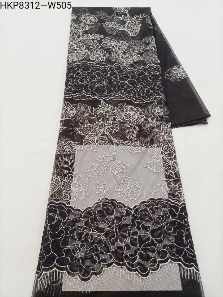 Flower Pattern Plain Embroidery HKP8312-W505  