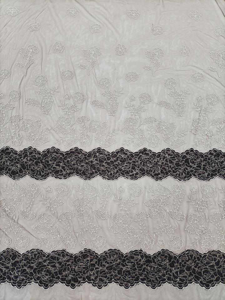 Flower Pattern Plain Embroidery HKP8312-W505  