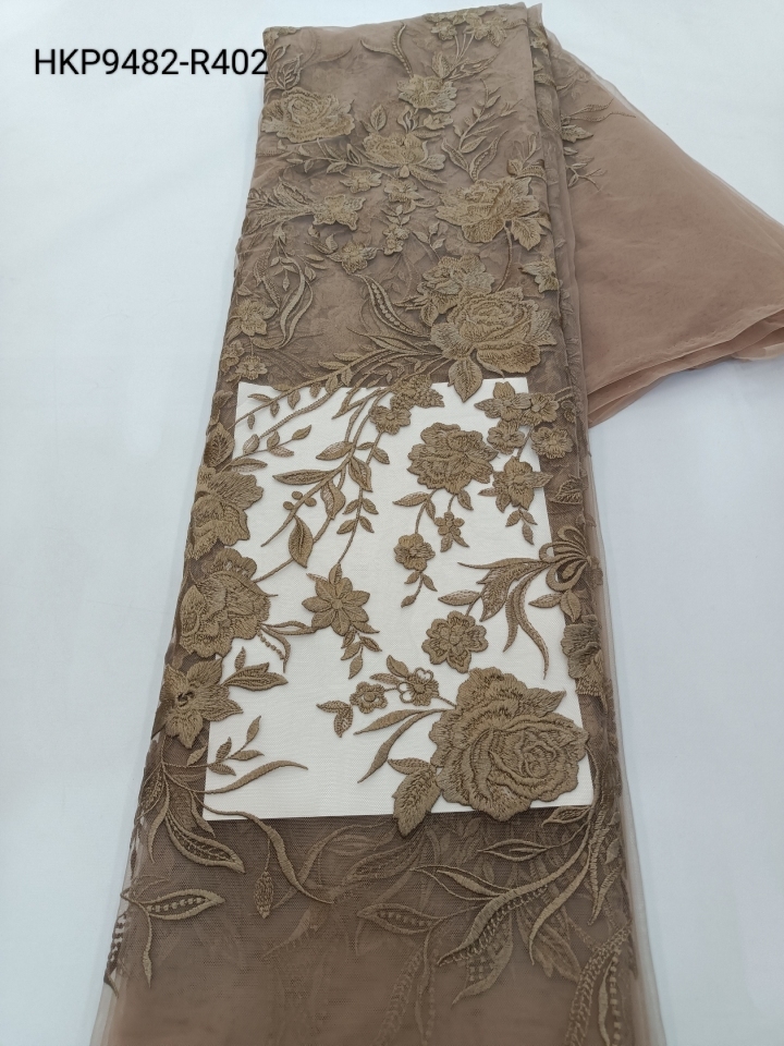 Flower Pattern Plain Embroidery HKP9482-R402  