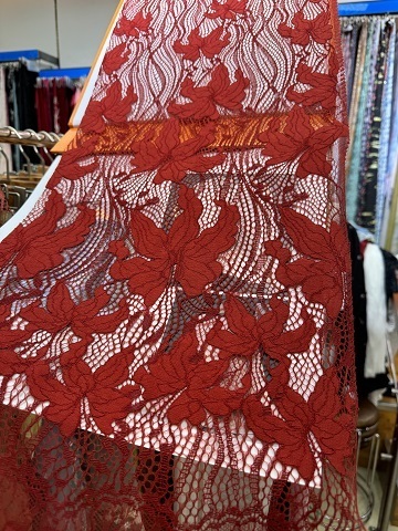 New Style Red Floral Pattern Embroidery Lace Fabric L1321-2  textile company,lace
