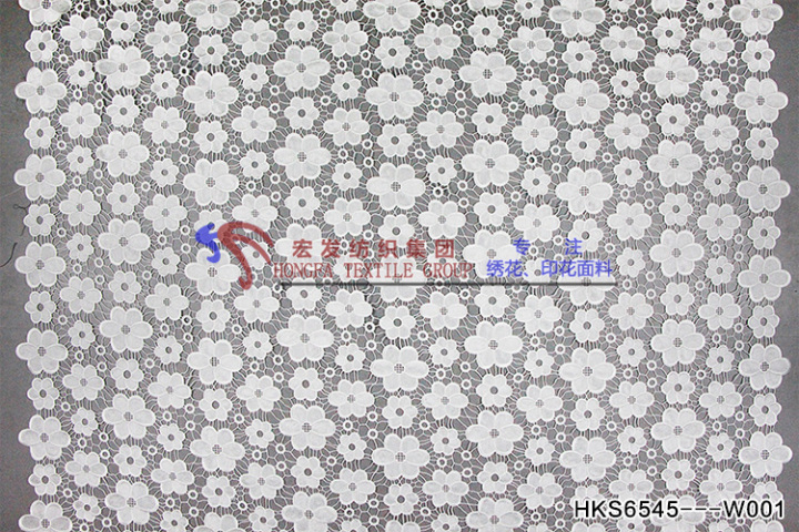 2024 Hot Styles White Flower Pattern Chemical Embroidery  Fabric HKS6545  bridal dress fabric,textile company,fashion fabric