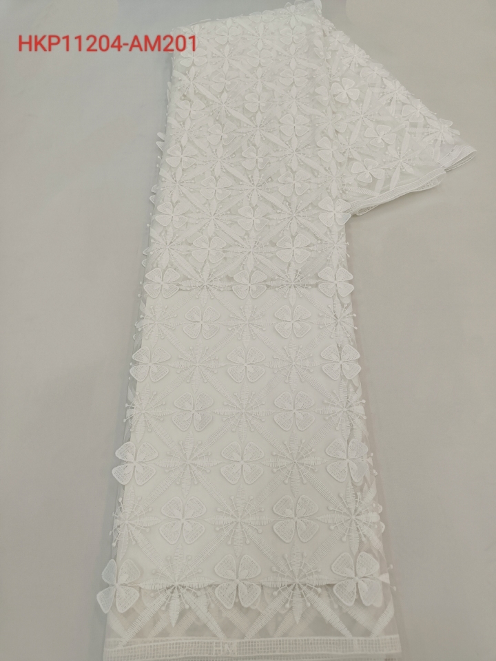  Floral and Leaf  Pattern Plain Embroidery White Base Fabric for lady dress HKP11204  embroidery lace,flower fabric