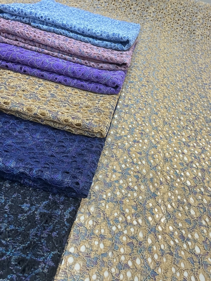 Exclusive Brightly-colored Shiny Diamond Pattern Embroidery Lace Fabric with cord embroidery L1319-1  