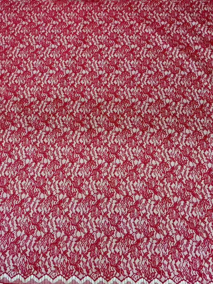 Popular Design Red Floral Pattern Lace Embroidery Fabric for formal dress L1318-01  
