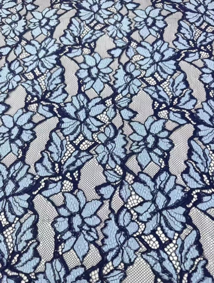 Blue Floral Pattern Elegant Lace Embroidery Fabric for lady dress and clothes  L1239  