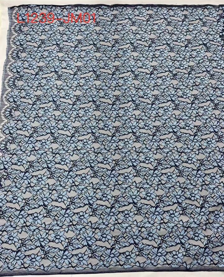 Blue Floral Pattern Elegant Lace Embroidery Fabric for lady dress and clothes  L1239  