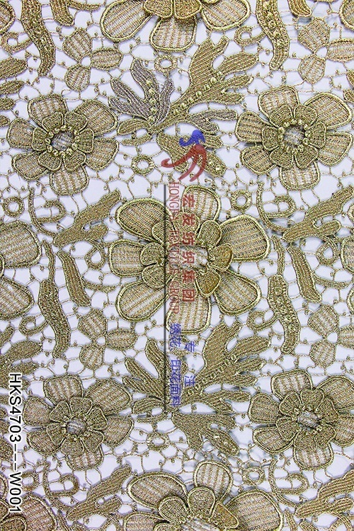 3D Flower Pattern Chemical Embroidery  HKS4703-W001  