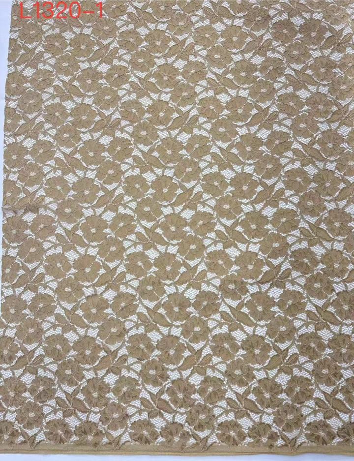 Graceful Floral and Leaf Pattern with Gord Thread Lace Fabric  L1320-1  lace,fashion fabric