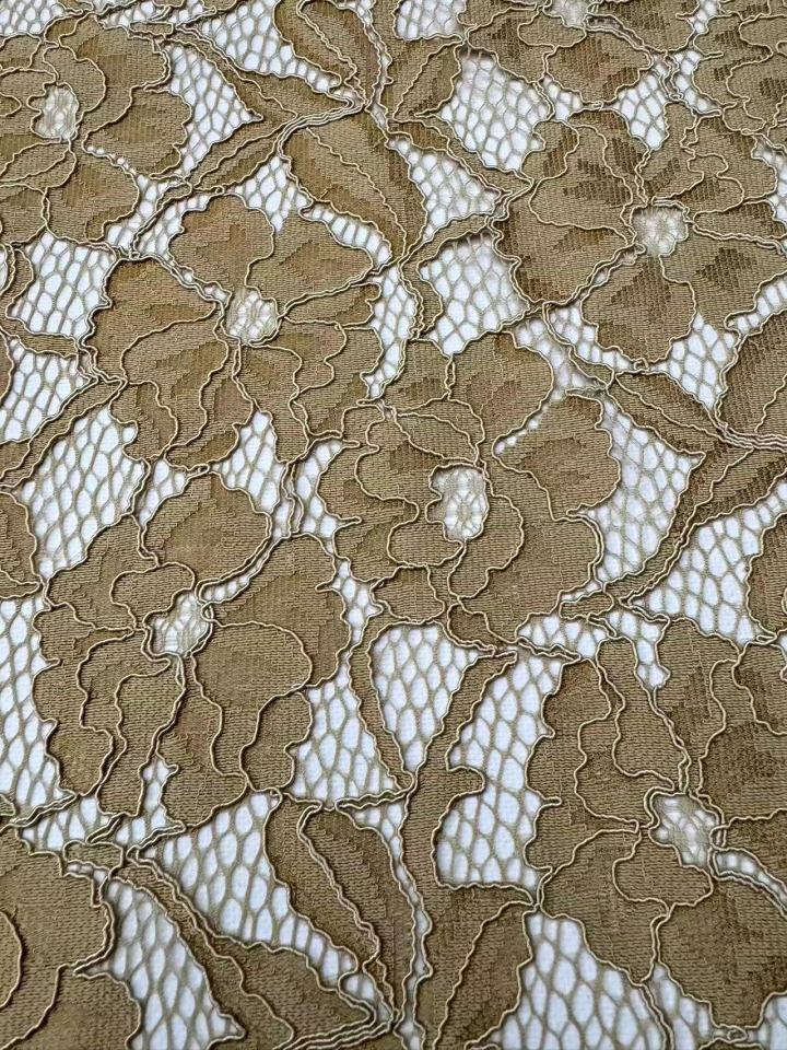 Graceful Floral and Leaf Pattern with Gord Thread Lace Fabric  L1320-1  lace,fashion fabric
