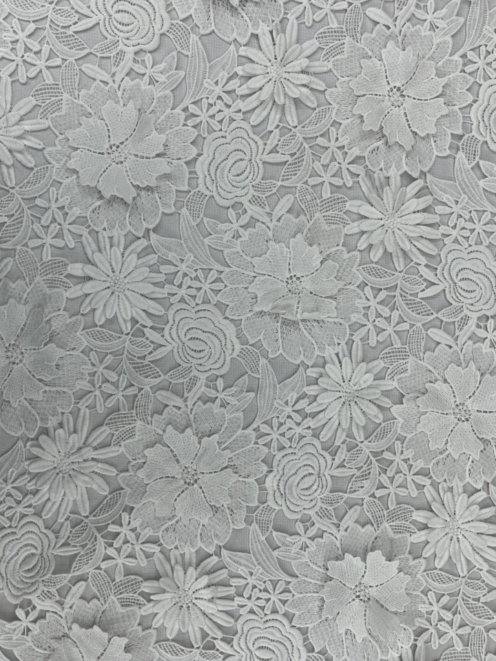 3D Flower Pattern  Chemical Embroidery  HKS9931-W001  