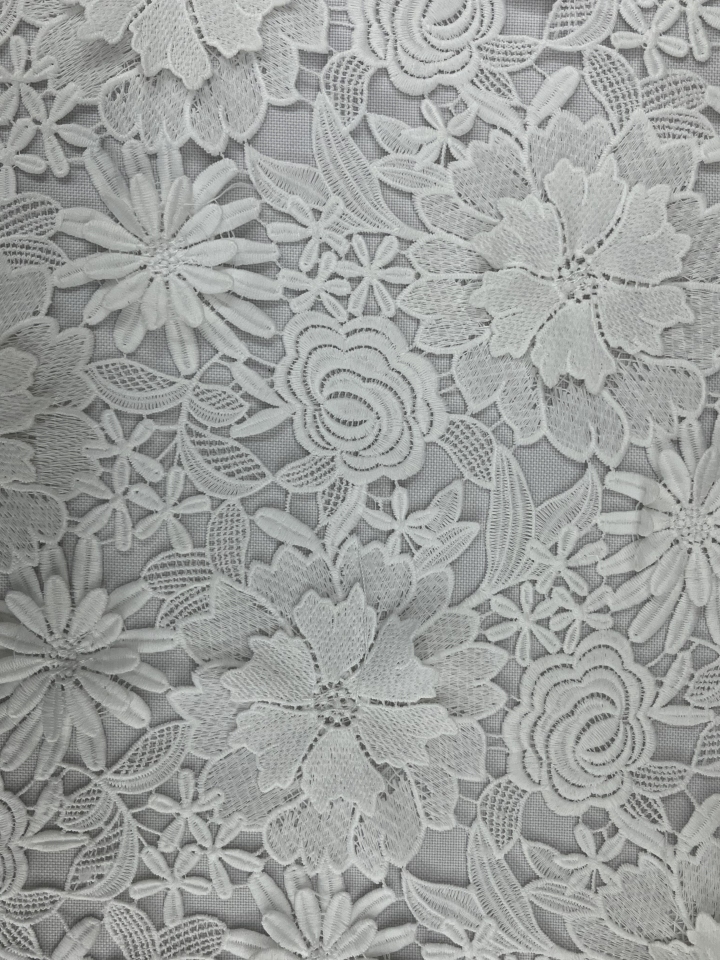 3D Flower Pattern  Chemical Embroidery  HKS9931-W001  