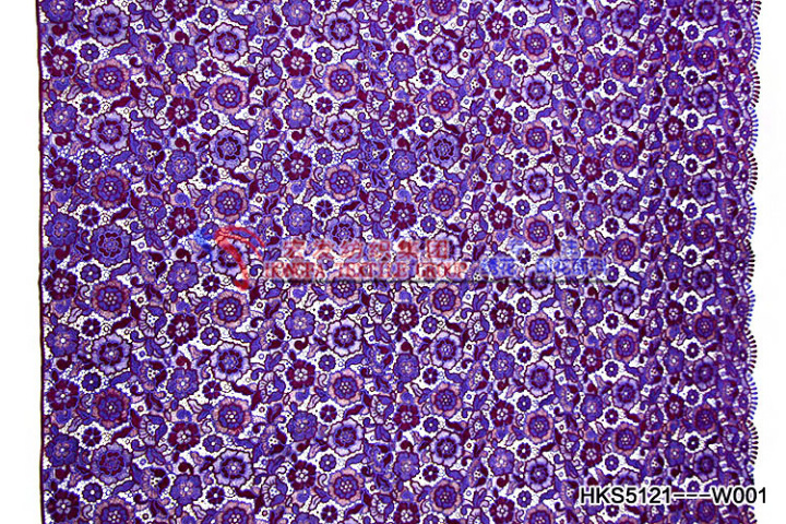 New styles Brightly-coloured Purple Flower and Foliage Pattern Chemical Embroidery Fabric  HKS5121---W001    Chemical Embroidery Fabric
