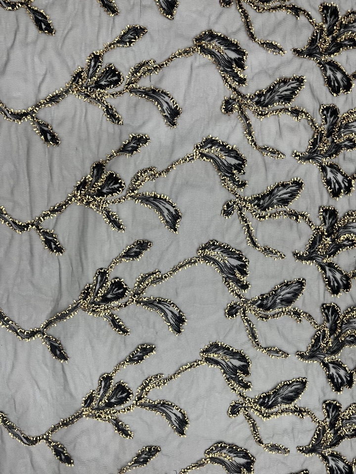 Funky Leaves Pattern Plain Embroidery HKP10020-R401  