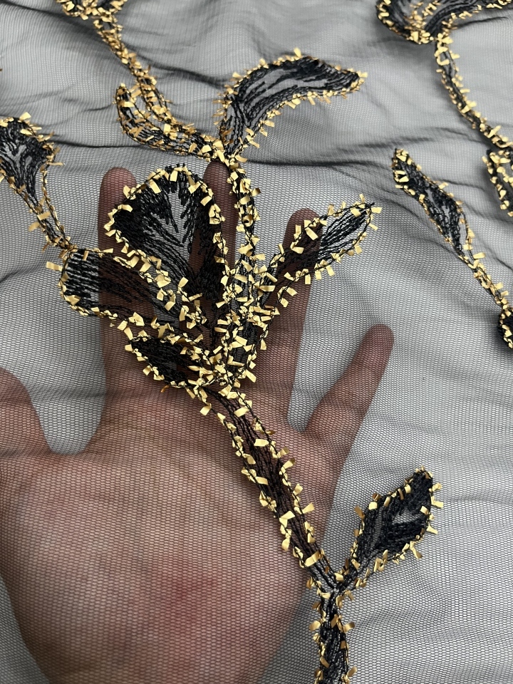 Funky Leaves Pattern Plain Embroidery HKP10020-R401  