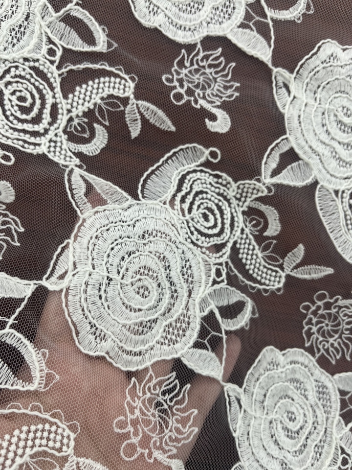 Romance Rose Pattern Plain Embroidery HKP10069-W501  