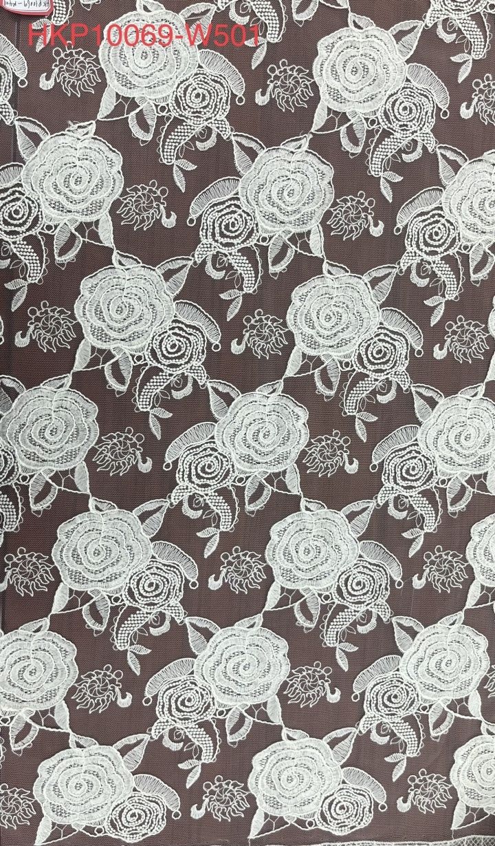 Romance Rose Pattern Plain Embroidery HKP10069-W501  