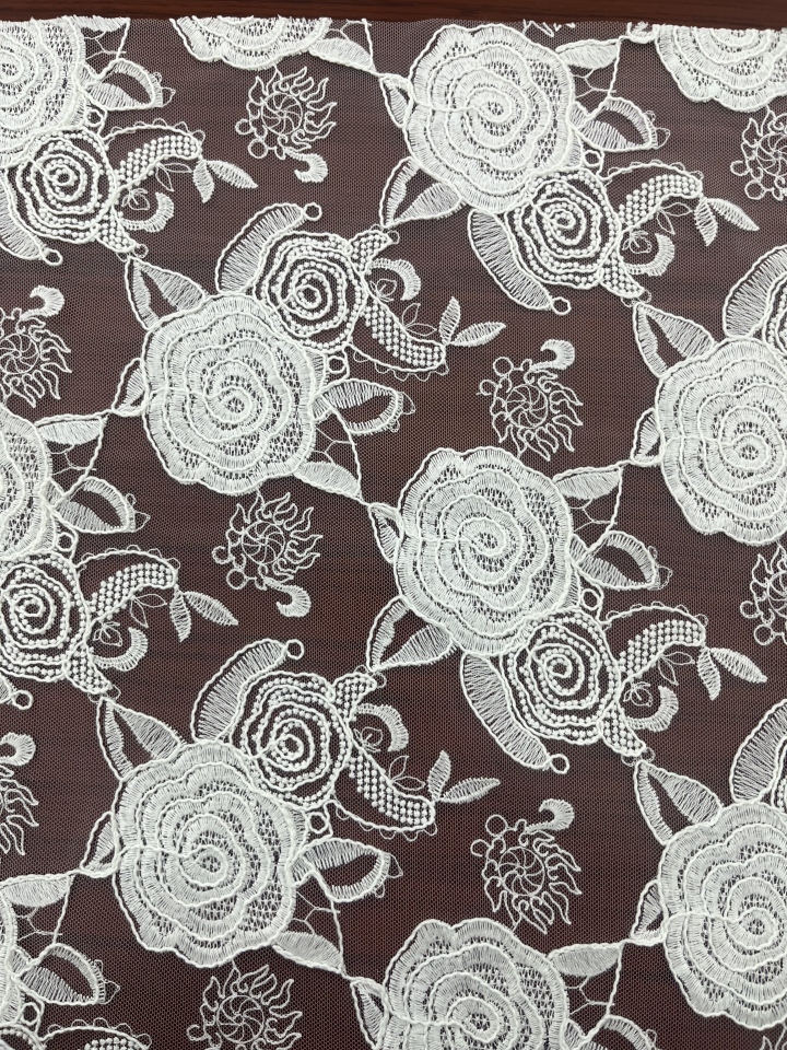 Romance Rose Pattern Plain Embroidery HKP10069-W501  
