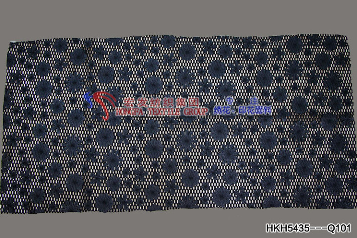Black Heavy Flowers Pattern with Leather Laser Embroidery  Fabric HKH5435  Laser Embroidery Fabric,fashion fabric