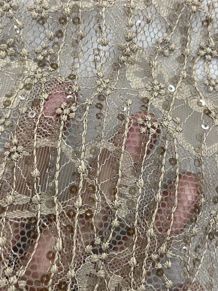 Elegant lace ground with sequins  Embroidery Fabric L-DX-10063  
