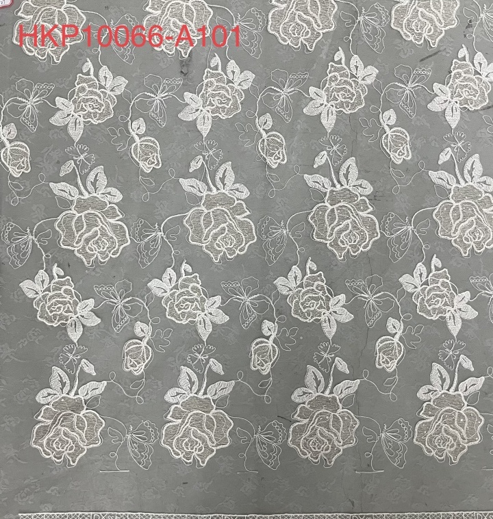 Floret and Leaf Pattern with Cord Plain Embroidery HKP10066-A101  