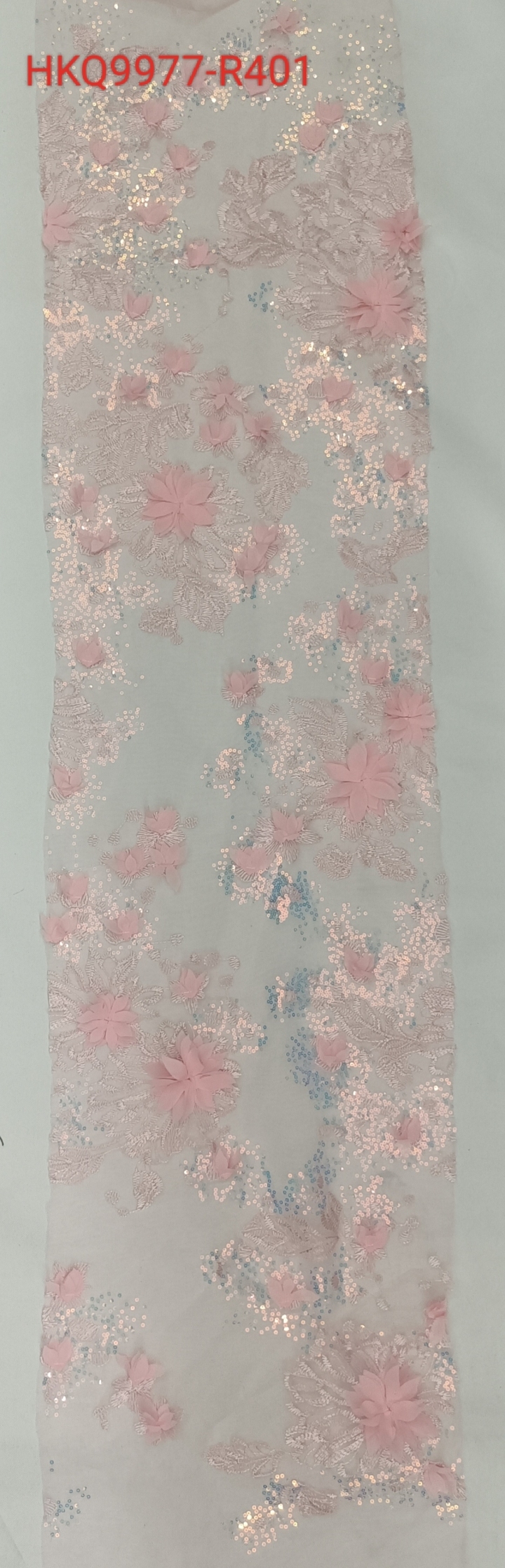 New Styles Dreamy Floral and Leaves Pattern with 3D Applique Shiny Sequins Embroidery Fabric  HKZ9977  Sequins Embroidery Fabric,3d flower fabric,fashion fabric