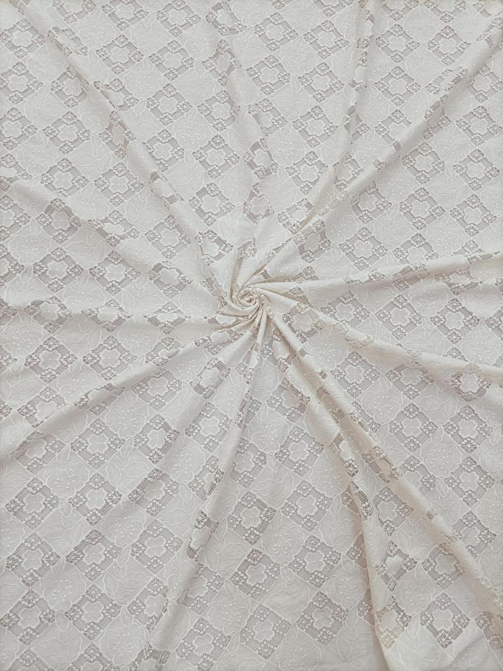   White Diamond and Flowers Pattern Laser Cutting Embroidery  Fabrics HKH8360  embroidery factory,textile factory,laser embroidery fabric