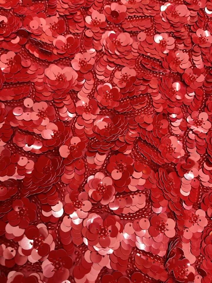 Creative Covered in Red sequins Fabric Embroidery  HKZ10133-B601  