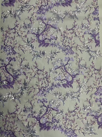Multi-colored Floral  and Leaf Pattern Sequins Embroidery Fabric HKZ10128  textile factory,embroidery fabric,dress fabric