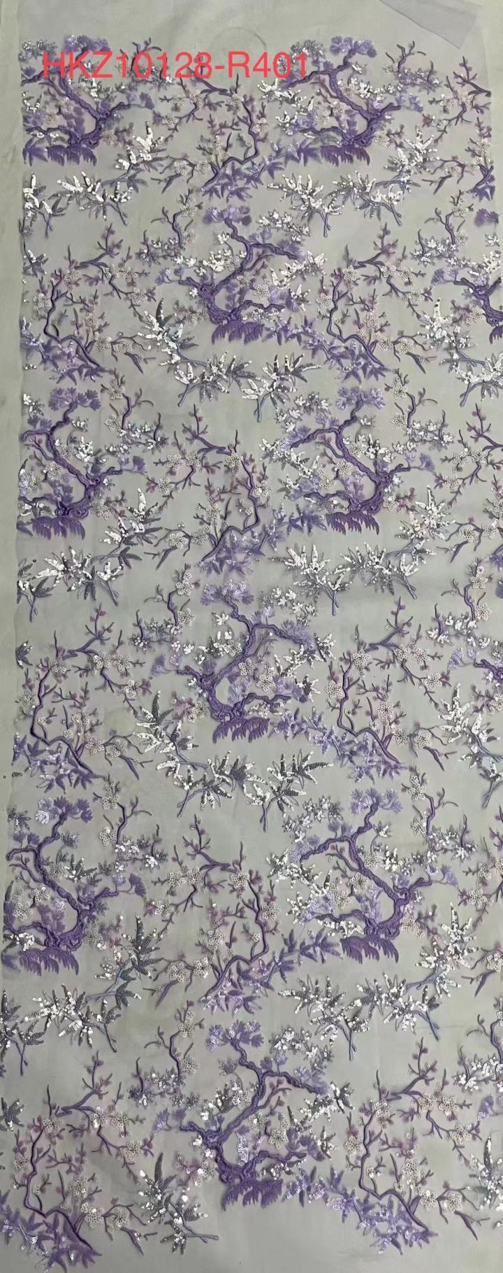 Multi-colored Floral  and Leaf Pattern Sequins Embroidery Fabric HKZ10128  textile factory,embroidery fabric,dress fabric