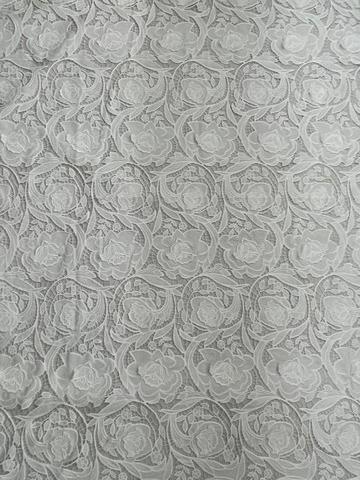 White Flower Pattern with Chiffon Fabric Laser Cutting Embroidery Lace  HKH10087  Laser Cutting Embroidery Lace,cotton fabric,wedding dress fabric