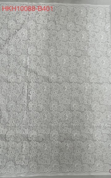 White Flower Pattern with Chiffon Fabric Laser Cutting Embroidery Lace HKH10088  Laser Cutting Embroidery Lace,cotton fabric,wedding dress fabric