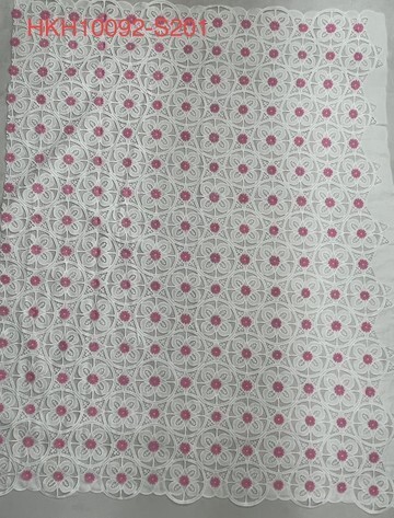 Pink Snowflake Pattern with Chiffon Fabric Laser Cutting Embroidery Lace HKH10092  Laser Cutting Embroidery Lace,cotton fabric,wedding dress fabric
