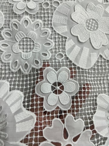 White Flower Pattern with Chiffon Fabric Laser Cutting Embroidery Lace HKH10089  Laser Cutting Embroidery Lace,cotton fabric,wedding dress fabric