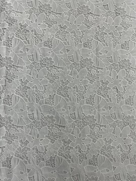 White Leaf Pattern with Chiffon Fabric Laser Cutting Embroidery Lace HKH10090  Laser Cutting Embroidery Lace,cotton fabric,wedding dress fabric
