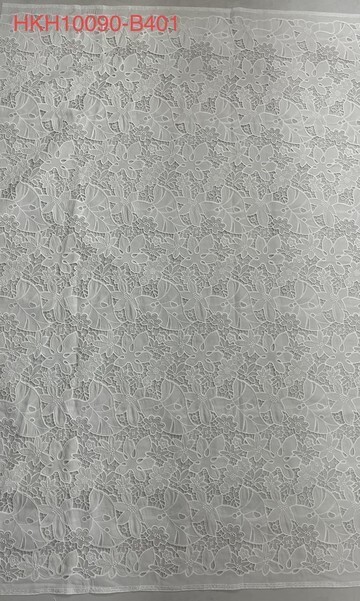 White Leaf Pattern with Chiffon Fabric Laser Cutting Embroidery Lace HKH10090  Laser Cutting Embroidery Lace,cotton fabric,wedding dress fabric