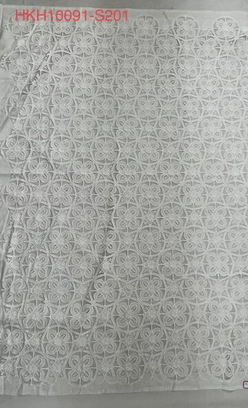 White Diamond Pattern with Chiffon Fabric Laser Cutting Embroidery Lace HKH10091  Laser Cutting Embroidery Lace,cotton fabric,wedding dress fabric