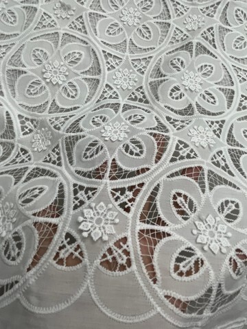 White Diamond Pattern with Chiffon Fabric Laser Cutting Embroidery Lace HKH10091  Laser Cutting Embroidery Lace,cotton fabric,wedding dress fabric