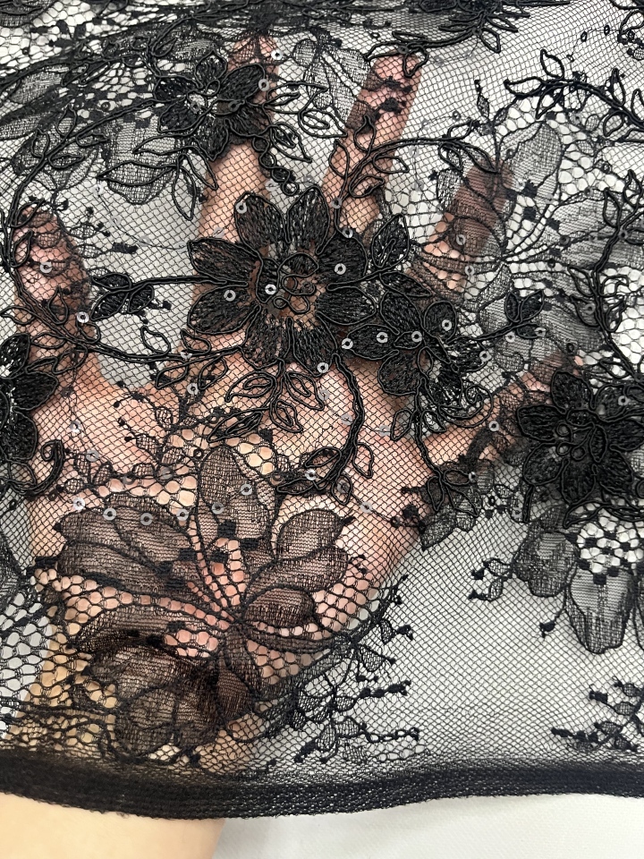Soft Ground with sequins Lace Embroidery Fabric LEX10037  